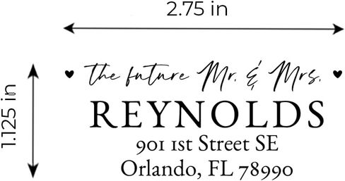 Personalized Wedding Return Address Stamp / 2000 Plus Self Inking Stamp/Future Mr and Mrs Black Ink Stamper/Made in The USA in Saudi Arabia