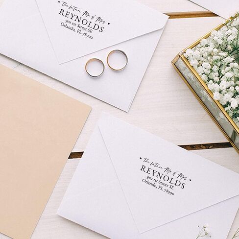 Personalized Wedding Return Address Stamp / 2000 Plus Self Inking Stamp/Future Mr and Mrs Black Ink Stamper/Made in The USA in Saudi Arabia