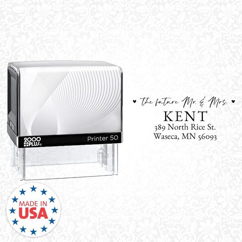 Personalized Wedding Return Address Stamp / 2000 Plus Self Inking Stamp/Future Mr and Mrs Black Ink Stamper/Made in The USA in Saudi Arabia