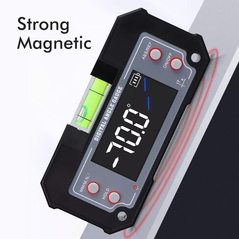 مقياس زاوية رقمي لضبط مستوى الفقاعات ومقياس الميل ومقياس XY ومنحدر محور XY لأدوات شفرة المنشار لأعمال النجارة وقاعدة مغناطيسية قوية بقياسات 4 * 90 و2 * 40 درجة مع تصنيف IP54 للإضاءة الخلفية in Kuwait