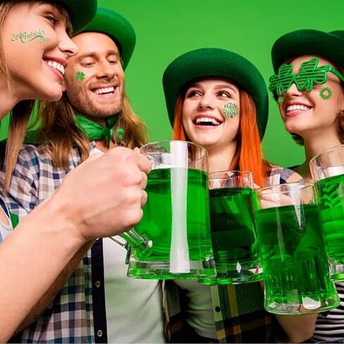 مجموعة إكسسوارات عيد القديس باتريك تتضمن قبعة خضراء ونظارات شامروك وقلائد ولحية خضراء وشم مؤقت in Kuwait