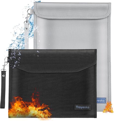 أكياس الأموال حقيبة مستندات مقاومة للحريق 2012 ℉ 2 حزمة 15x11 "/13x10" حقيبة مستندات مقاومة للماء حقيبة إثبات الحريق لـ Valuables Money Jewelry A4 File Legal Documents in Kuwait