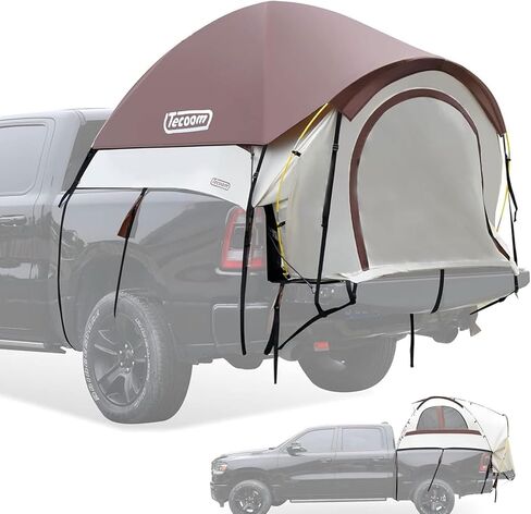 خيمة شاحنة تيكوم لسرير 5.5-5.8 قدم، خيمة سرير شاحنة مقاومة للماء PU3000 مم مع ذبابة مطر قابلة للإزالة، حقيبة حمل، 2 شخص محمول مزدوج الطبقة خيام شاحنة بيك اب مقاومة للرياح للتخييم وصيد الأسماك، كاكي in Kuwait