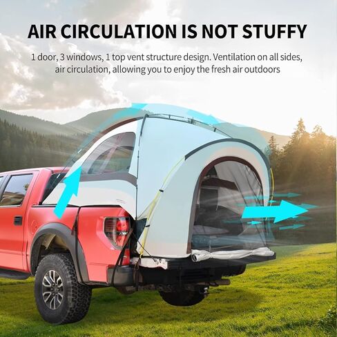 خيمة شاحنة تيكوم لسرير 5.5-5.8 قدم، خيمة سرير شاحنة مقاومة للماء PU3000 مم مع ذبابة مطر قابلة للإزالة، حقيبة حمل، 2 شخص محمول مزدوج الطبقة خيام شاحنة بيك اب مقاومة للرياح للتخييم وصيد الأسماك، كاكي in Kuwait