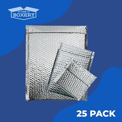The Boxery Thermal Bubble Mailer 8" x 11"|Pack of 100 Insulated Metallic Bubble Mailers, Self-Seal Metallic Bubble Envelope, Waterproof Insulated Shipping Envelopes for Food, Cosmetics in Kuwait