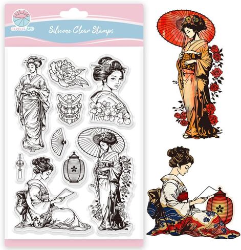 GLOBLELAND Fashion Woman Clear Stamps Dress Lady Silicone Clear Stamp Seals Butterfly Rose Transparent Stamps for DIY Scrapbooking Cards Making Photo Album Journal in Saudi Arabia