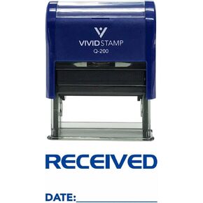 Received w/Date Line Self-Inking Office Rubber Stamp (Blue) - Large