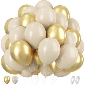 Yellow and White Balloons, 60pcs 12 Inch Yellow White Balloons Latex Helium Party Balloon for Birthday Baby Shower Sunflower Honeybee Theme Engagement Anniversary Bachelorette Party Supply Decoration