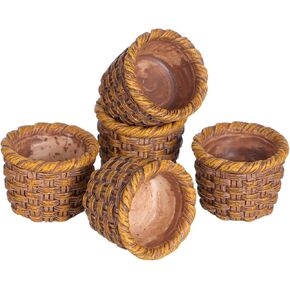 TOYANDONA 6Pcs Miniature Resin Rattan Baskets for Dollhouse Decoration Storage Holders Realistic Simulation Baskets Mini House Accessories