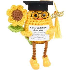 2025 Graduation Gifts for Her Him,Funny Mini Positive Crochet Animals Duck Emotional Uplifting Support Duck Graduation Gifts for Kindergarten Primary Middle Collage High School Master Degree