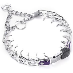 Herm Sprenger Chrome Plated Steel Dog Collar with Short Links and Quick Release ClicLock Buckle and Biothane Insert Made in Germany 20in x 3.0mm (Neck Size up to 16-17in) (Cerulean Blue)