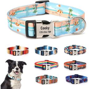 Customizable Dog Collar with Name - Polyester Custom Collar for Dog - Adjustable, Comfortable, Durable and Vibrant Pet Neckband (Pattern-C, XS (8-11.5 inches))