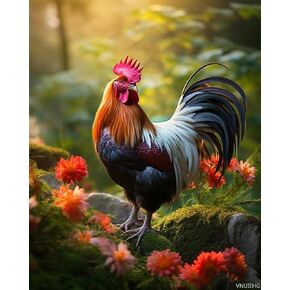 VNUIEHG Paint by Numbers Kits for Adults Animals DIY Oil Paintings Canvas Acrylic Paint Set Rooster Paint by Numbers Kit for Beginners and Ideal for Home Decor 16x20inch