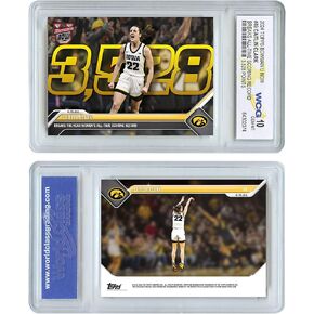 2024 Topps Bowman Iowa Caitlin Clark Card #49 Breaks All-Time NCAAW Scoring Record - Graded GEM Mint 10