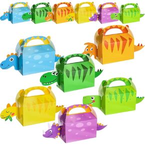 12 Pcs Dinosaur Party Favor Box Dino Party Candy Box Dinosaur Loot Treat Bag Dino Candy Paper Bag for Table Decoration Birthday Supplies