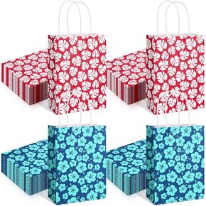 Joottuan 24 Pcs Cartoon Party Bags Hibiscus Paper Gift Bag Hawaii Goodie Candy Bags with Handles for Baby Shower Birthday Party Favors Supplies