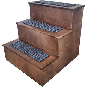 FixtureDisplays® 26" Tall Deluxe Wood Dog Stairs to Access Bed, Sofa, 3-Step Ladder to Reach Higher Cabinets 12225-26"-NPF