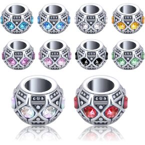 Rhinestone European Beads, 30pcs 10 Colors Large Hole Crystal Spacer Beads Loose Rondelle Charm Beads Crafts Supplies for DIY Snake Chain Bracelet Jewelry Making, 11 x 9 mm, Hole: 5 mm