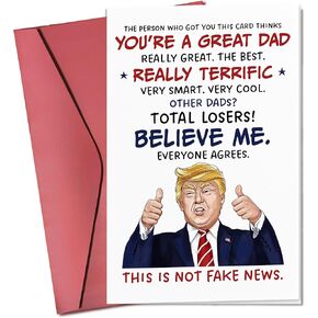 Funny Fathers Day Card - Happy Father's Day Cards for Dad from Daughter, Son, Kids, Toddler - Funny Fathers Day Cards for Dad, Daddy, Papa - Single 5.3''x 8'' Folded Greeting Card with Red Envelope