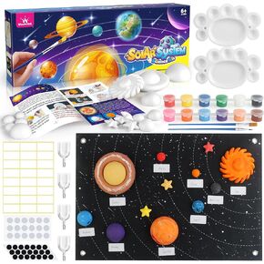 Solar System Project Kit for Kids, Solar System Model Toy Kit for Kids, Learn School Space Planet Science Project of Mix Foam Balls, Planet Felt Board, Colors, Brushes, Adhesive Hooks, Instruction