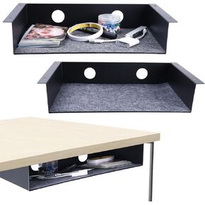 Under Desk Storage Shelf, Steel Under Desk Tray Mountable Add-On Shelf for Table Office Desk, Large (Pack of 2)