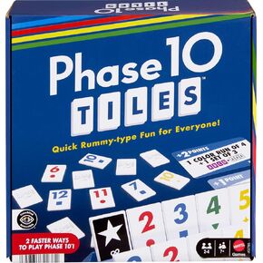 Mattel Games Phase 10 Tiles Game, Quick Family Rummy-Type Play with 32 Cards Featuring Unique Phases and Two Ways to Play, for 2-4 Players