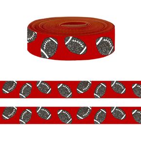 5 Yards American Football Ribbon for Crafting Sewing, 7/8 Inch Red Grosgrain Ribbons for Gift Wrapping, Rugby Balls Ribbons for Hair Bow Cheerleader Accessories