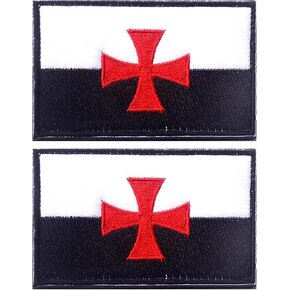 2PCS Knights Templar Patches Knight Patch Knights Embroidered Morale Patch Hook and Loop