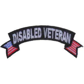 Disabled Veteran Patch with American Flag Tips, Military Vet Patches (P1555)