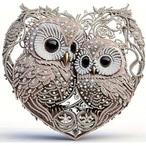 5D Diamond Art Kits for Adults,White Owls Special Shape Diamond Painting Kits for Beginners, Animal Friends DIY Crystal Diamond Dots Gem Art Craft for Home Decor 11.8x11.8 Inch