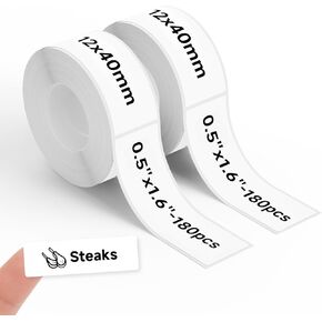 Thermal Labels DETONGER 2 Rolls 1/2 Width Compatible Tape Refills Label Stickers Film Coatedfor Label Maker Tapes Home Office School Business Use Sticky Liquid-Proof