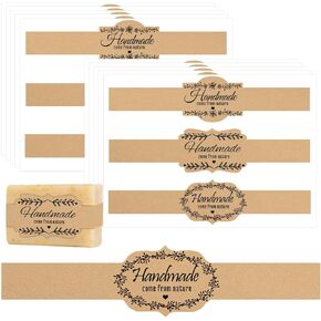 Brown Kraft Soap Labels 120pcs Handmade Soap Wrap Tags Paper Soap Sleeves Covers Tape for Homemade Soap Packaging Supplies