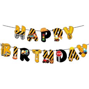 Birthday Banner & Party Supplies for Boys & Baby Showers with Engineering Theme