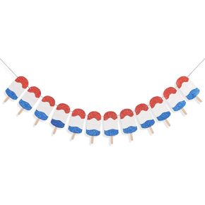 4th of July Independence Day Banner - Blue and Red Summer Popsicle Garland, 4th of July Birthday Party Decor, Red White & Blue Kids Party Decor