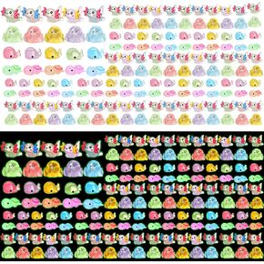 Huwena 200 Pcs Luminous Mini Resin Animals Glow in The Dark Miniature Figurines Garden Miniature Luminous for Garden DIY Craft Accessories Dollhouse Decorations (Classic Frogs)