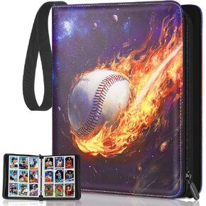 Trading Card Binder Album, PU Leather Baseball Card Binder with 900 Side Loading Pockets, Double Sided Pocket Zipper Card Binder for MTC, TCG, Game Cards, Sports Cards