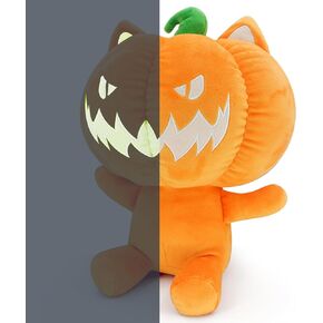 Cute Halloween Pumpkin Head Plush Toy - Glow-in-The-Dark Super Soft Pumpkin Doll for Halloween Decoration and Gift