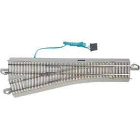 Bachmann Trains - E-Z Track® Nickel Silver Track with Concrete Ties ON Gray Roadbed - #4 Turnout - Left (1/Card) - HO Scale
