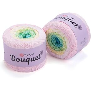 Yarn Art Bouquet Pure Cotton Yarn - 546 yds 8.80 Oz Multicolor Marbled Cotton Yarn - Rainbow Crochet for All Season Projects -%100 Cotton Fine(3) - (1 Skein) (713)