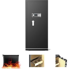 [2025 New] FABAO 8.1 Cu Ft Extra Large Home Safe,with Fireproof Waterproof Bag, Heavy Duty Digital Security Safe, Built-In Drawer and Removable Shelf for Storing Cash and Valuables (Keypad Lock)