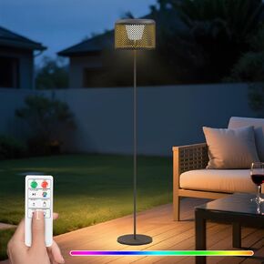 uuffoo LED Outdoor Floor Lamp Solar Outdoor Lamps for Patio Solar and USB Rechargeable Floor Lamp Cordless Warm White+RGB for Patio Balcony Garden
