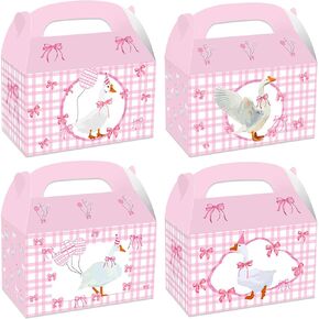 12 PCS Pink One Silly Goose Party Favors Supplies Pink Party Bags Boxes Treat Boxes Gift Cookies Snacks Bags for One Silly Goose Themed Birthday Party Baby Shower