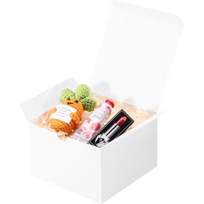 UnicoPak 10 Pack 6x6x4 Gift Boxes with Lids for Presents White Gift Boxes for Ornaments, Candles, Mugs, Crafting, Treat, Ideal for Birthday Christmas Party Homemade Business