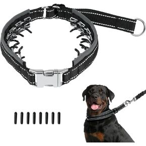 Prong Collar for Large Dogs – Heavy Duty Martingale No Pull Dog Collar with Stainless Spikes & Reflective Strips, Pitbull/Doberman Training Control for Parks, Streets