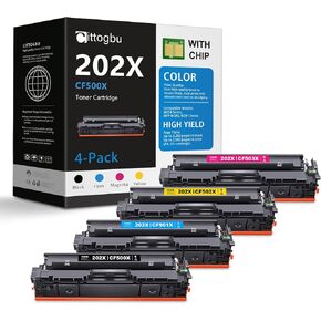 202X Toner Cartridges 4-Pack (BK/C/M/Y) High-Yield Replacement for HP 202X Toner & 202X Ink, Compatible with Pro M254 Series, Pro MFP M281 Series M280nw Printer (CF500X, CF501X, CF502X, CF503X)