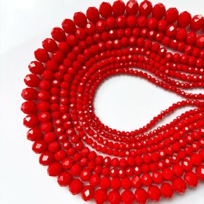 780Pcs Briolette Crystal Glass Beads for Jewelry Making, 3-10mm Faceted Red Crystal Beads for Bracelets, Rondelle Glass Beads Bulk for Crafts Wine Charms Wind Chimes Suncatchers