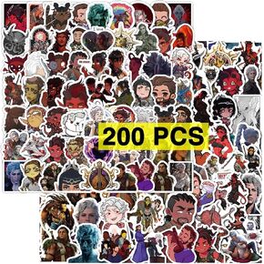 BG3 DND Stickers（200 Pcs）.DND Video Game Vinyl Decals Gifts Merch Party Supplies for Water Bottles Skateboard Luggage Scrapbook Kids Teens Adult