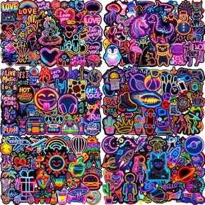 Water Bottle Stickers 300 Pcs Cute Cool Neon Sticker Packs, Classroom Rewards Prizes for Kids, Waterproof Vinyl Stickers for Water Bottles Laptop Scrapbooking Skateboard Journal Guitar Suitcase etc