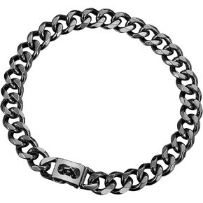 Stainless Steel Dog Chain Collar with Quick Release Buckle, Heavy Duty Anti-Rust Metal Chain Collar for Small Large Medium Dogs, Secure & Durable Dog Collar(15MM, Black, 20 Inch)