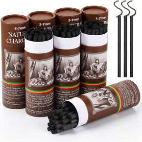 Gueevin Willow Charcoal Sticks, Willow Charcoal, Soft Black Drawing Charcoals for Sketching and Drawing Art Sketch Artists Supplies(200 Pcs,5-7mm)